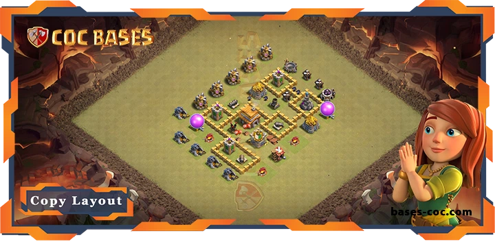 Top Base TH5 with Link, War/CWL, Anti 3 Star, Anti Everything Layout – Clash of Clans (95)