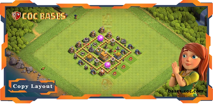 Top Farming Base TH5 with Link, Anti 2 Star, Hybrid Layout – Clash of Clans (101)