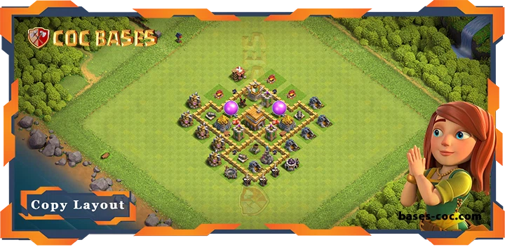 Top Farming Base TH5 with Link, Anti Air, Hybrid Layout – Clash of Clans (102)