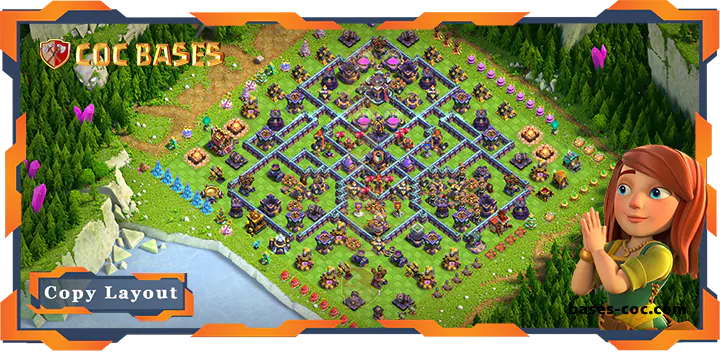 Top Hybrid Base TH15 with Link, Anti Everything, Defense Layout – Clash of Clans (163)
