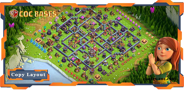 Top Hybrid Base TH15 with Link, Anti 3 Star Layout – Clash of Clans (179)