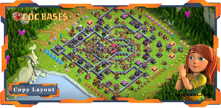 Top Hybrid Base TH15 with Link, Anti 2 Star Layout – Clash of Clans (180)