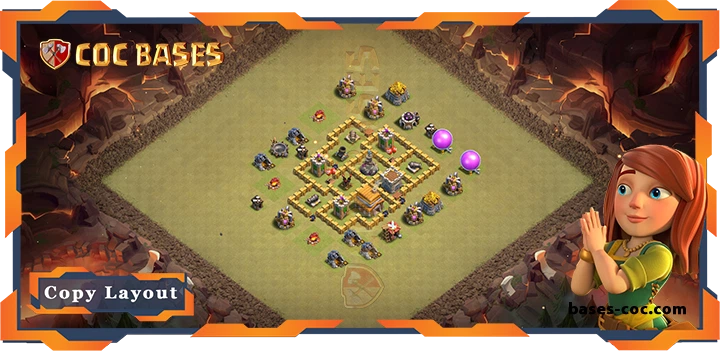 Top War Base TH5 with Link, Defense, Anti Everything Layout – Clash of Clans (65)