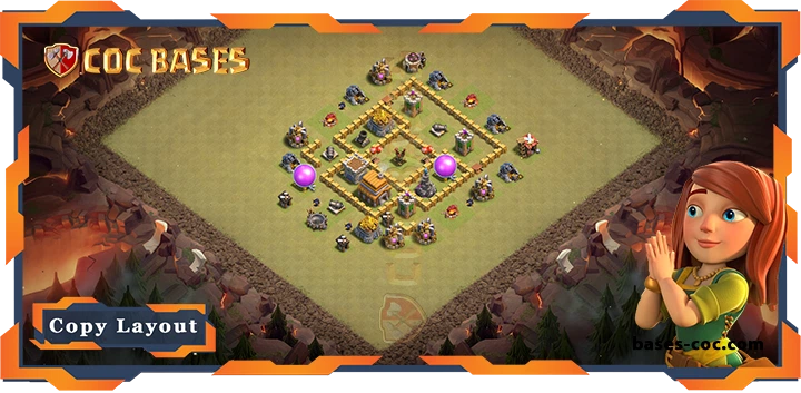 Top War Base TH5 with Link, Anti 3 Star, Anti Air Layout – Clash of Clans (64)