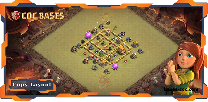 Top War Base TH5 with Link, Anti Air, Defense Layout – Clash of Clans (81)