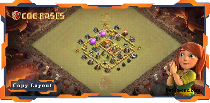 Top War Base TH5 with Link, Hybrid, Defense Layout – Clash of Clans (100)