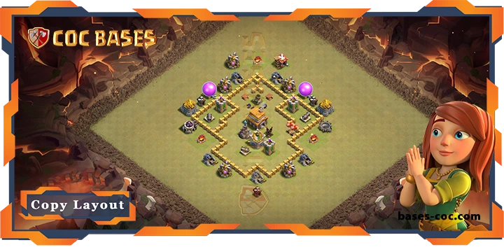 Top War Base TH5 with Link, Anti 2 Star, Anti Air Layout – Clash of Clans (76)