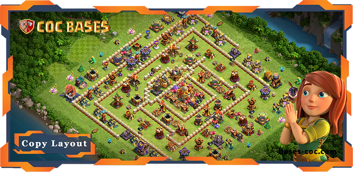Top Base TH16 with with Link, Anti Everything, Anti Trophy, Defence Layout – Clash of Clans (102)