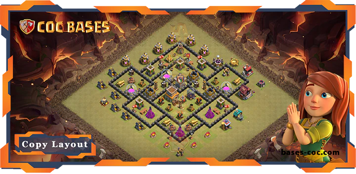 Top Base TH8 with Link, War/CWL, Anti Air/Dragon, Hybrid, Layout – Clash of Clans (339)