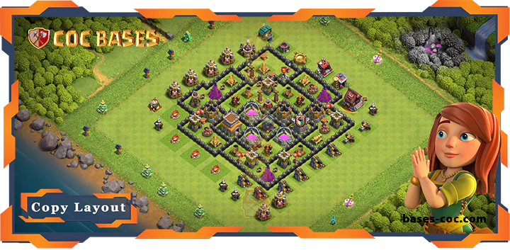 Top Base TH8 with Link, Farming Layout – Clash of Clans (328)