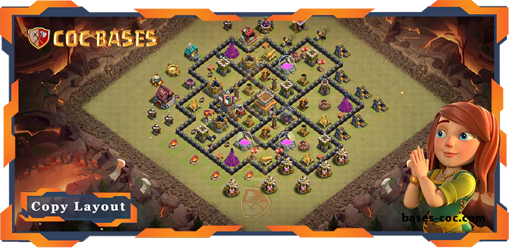 Top Base TH8 with Link, War/CWL, Hybrid, Anti 2 Star Layout – Clash of Clans (336)