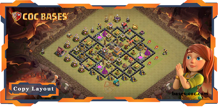 Top Base TH8 with Link, War/CWL, Anti 2 Star, Anti Air / Dragon Layout – Clash of Clans (288)