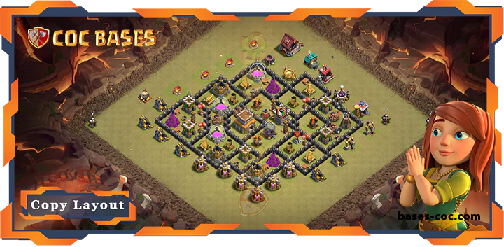 Top Base TH8 with Link, War/CWL, Hybrid, Layout – Clash of Clans (315)
