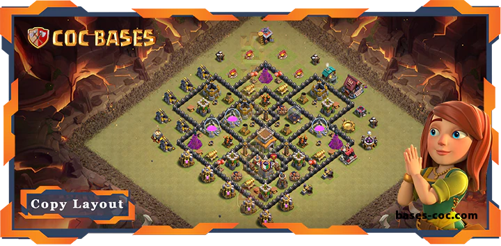 Top Base TH8 with Link, War/CWL, Hybrid, Anti 2 Star Layout – Clash of Clans (342)