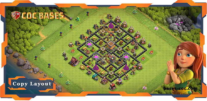 Top Base TH8 with Link, Hybrid, Defense Layout – Clash of Clans (343)