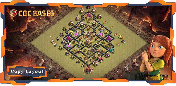 Top Base TH8 with Link, War/CWL, Anti 2 Star, Hybrid Layout – Clash of Clans (321)