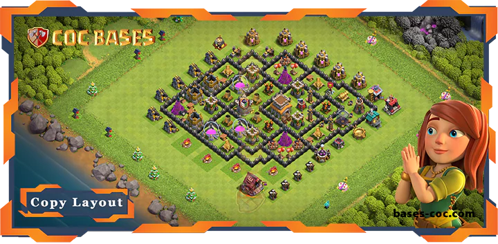 Top Base TH8 with Link, Anti Trophy, Defense Layout – Clash of Clans (330)