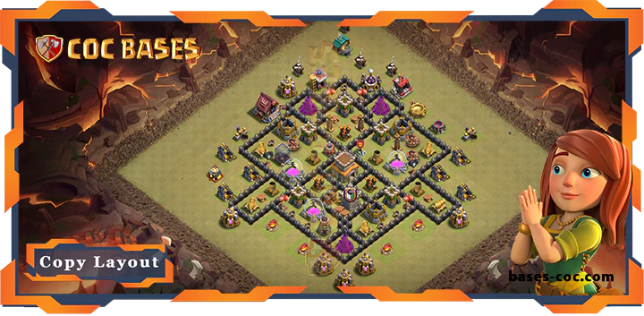 Top Base TH8 with Link, Anti Everything, Hybrid, Defense Layout – Clash of Clans (348)