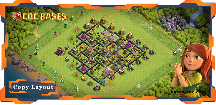 Top Base TH8 with Link, Hybrid, Anti Everything Layout – Clash of Clans (298)