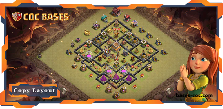 Top Base TH8 with Link, War/CWL, Anti 2 Star, Anti Everything Layout – Clash of Clans (292)