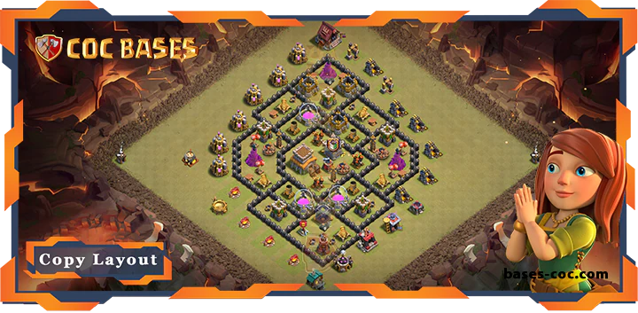 Top Base TH8 with Link, War/CWL, Hybrid Layout – Clash of Clans (281)