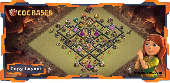 Top Base TH8 with Link, War/CWL, Hybrid Layout – Clash of Clans (340)