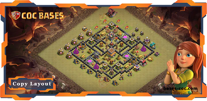 Top Base TH8 with Link, War/CWL, Anti 2 Star, Anti Everything, Defense Layout – Clash of Clans (341)