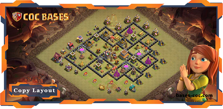 Top Base TH8 with Link, War/CWL, Hybrid Layout – Clash of Clans (335)