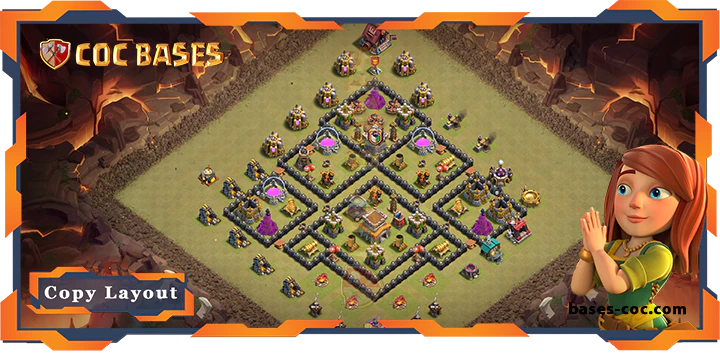 Top Base TH8 with Link, War/CWL Layout – Clash of Clans (333)