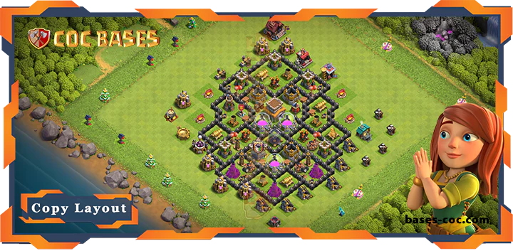 Top Farming Base TH8 with Link, Anti Air / Dragon, Hybrid Layout – Clash of Clans (326)