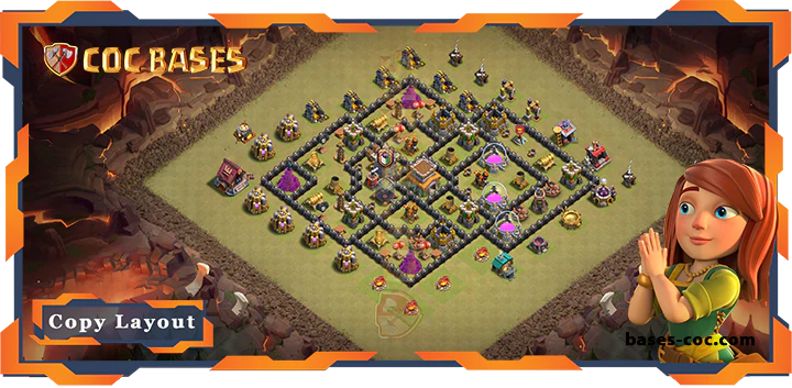 Top War Base TH8 with Link, Hybrid, Defense, Anti Air/Dragon Layout – Clash of Clans (305)