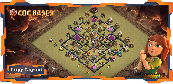 Top War Base TH8 with Link, Anti 2 Star, Hybrid Layout – Clash of Clans (297)