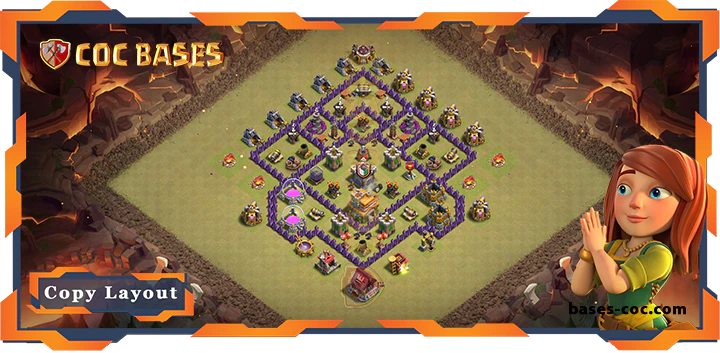 Top War Base TH7 with Link, Hybrid, Anti Everything, Defense Layout – Clash of Clans (300)
