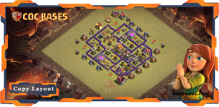 Top War Base TH7 with Link, Hybrid Layout – Clash of Clans (288)