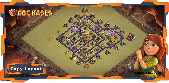 Top War Base TH7 with Link, Hybrid Layout – Clash of Clans (292)