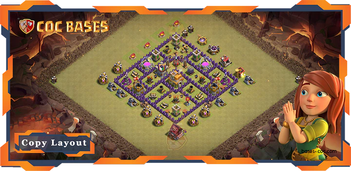 Top War Base TH7 with Link, Anti 2 Star, Hyrbid Layout – Clash of Clans (281)
