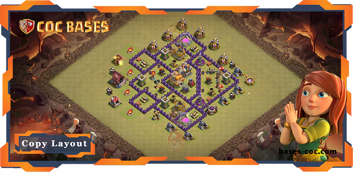 Top War Base TH7 with Link, Hybrid, Anti 3 Star Layout – Clash of Clans (309)