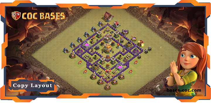 Top War Base TH7 with Link, Anti 3 Star, Hyrbid Layout – Clash of Clans (277)