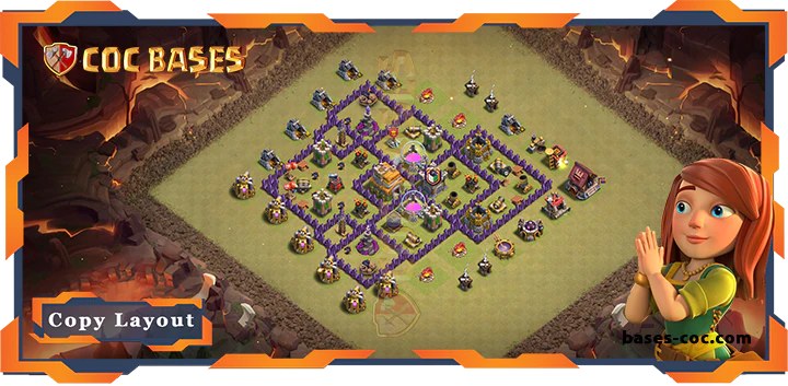 Top War Base TH7 with Link, Anti 2 Star, Hyrbid Layout – Clash of Clans (279)