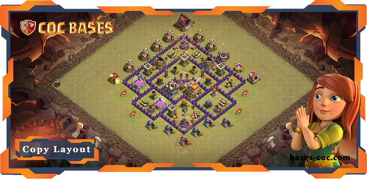 Top War Base TH7 with Link, Anti 2 Star, Hybrid Layout – Clash of Clans (285)