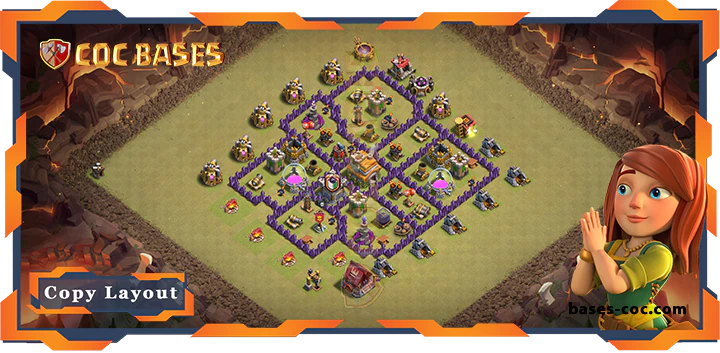 Top War Base TH7 with Link, Hybrid, Anti Everything, Defense Layout – Clash of Clans (291)
