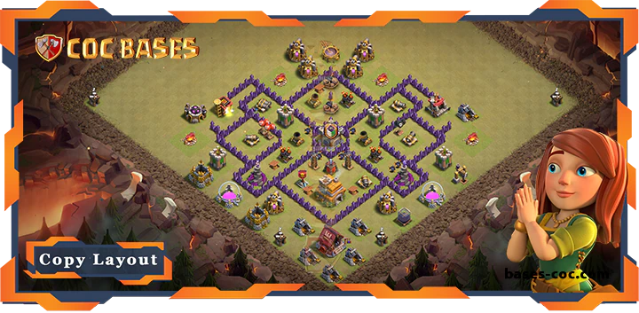 Top War Base TH7 with Link, Anti 3 Star Layout – Clash of Clans (293)