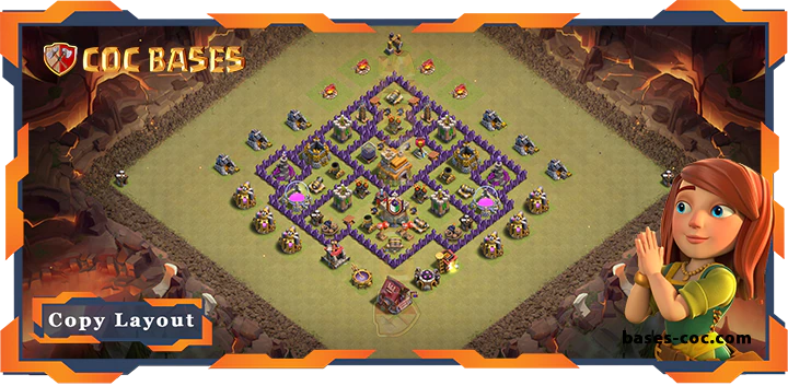 Top War Base TH7 with Link, Anti 3 Star, Anti Everything Layout – Clash of Clans (282)