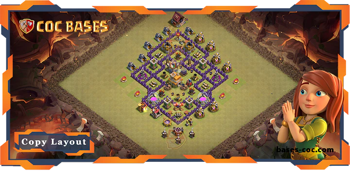 Top War Base TH7 with Link, Anti 2 Star, Hybrid Layout – Clash of Clans (295)