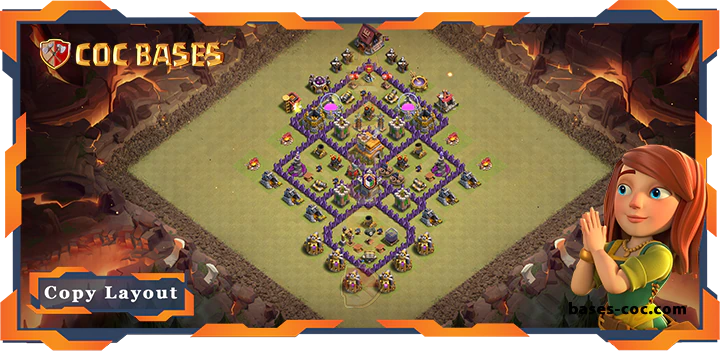 Top War Base TH7 with Link, Hybrid Layout – Clash of Clans (308)