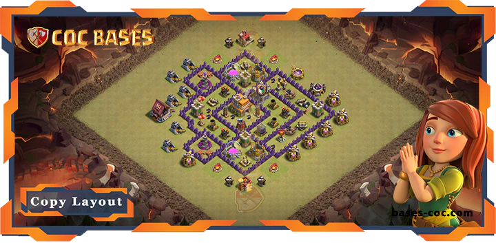 Top War Base TH7 with Link, Anti 2 Star, Hybrid Layout – Clash of Clans (297)