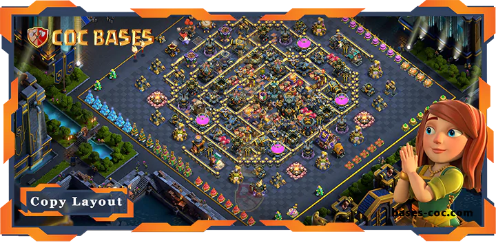 Top Anti 3 Star Base TH17 with Link, Hybrid Layout – Clash of Clans (298)