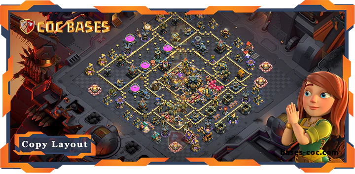 Top Base TH17 with Link, War/CWL, Anti 2 Star, Defense Layout – Clash of Clans (292)