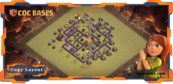 Top Base TH7 with Link, War/CWL, Defense, Anti Everything Layout – Clash of Clans (337)