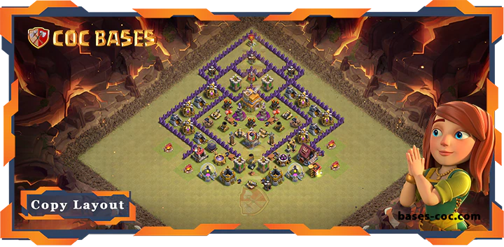 Top Base TH7 with Link, War/CWL, Defense Layout – Clash of Clans (347)